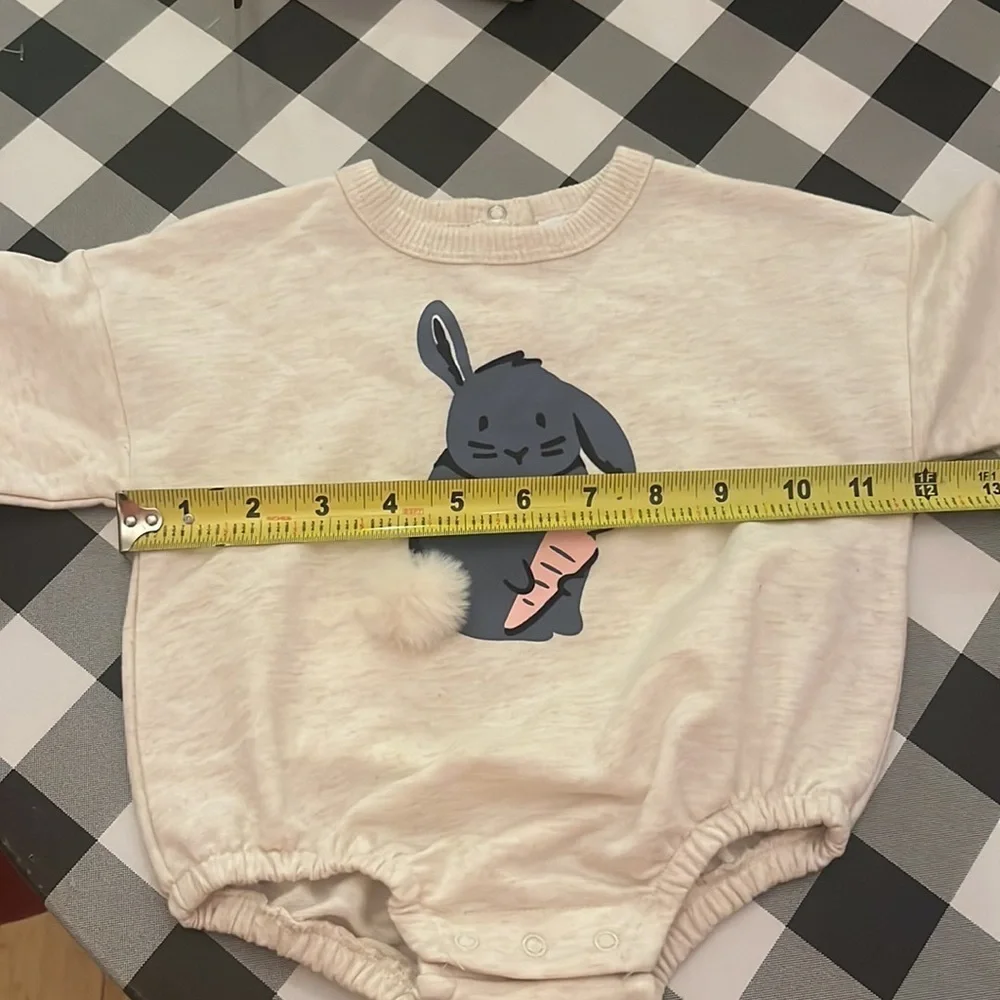 New Wonder Nation Bunny Sweatshirt Romper Onesie Size 3-6 Months NWT